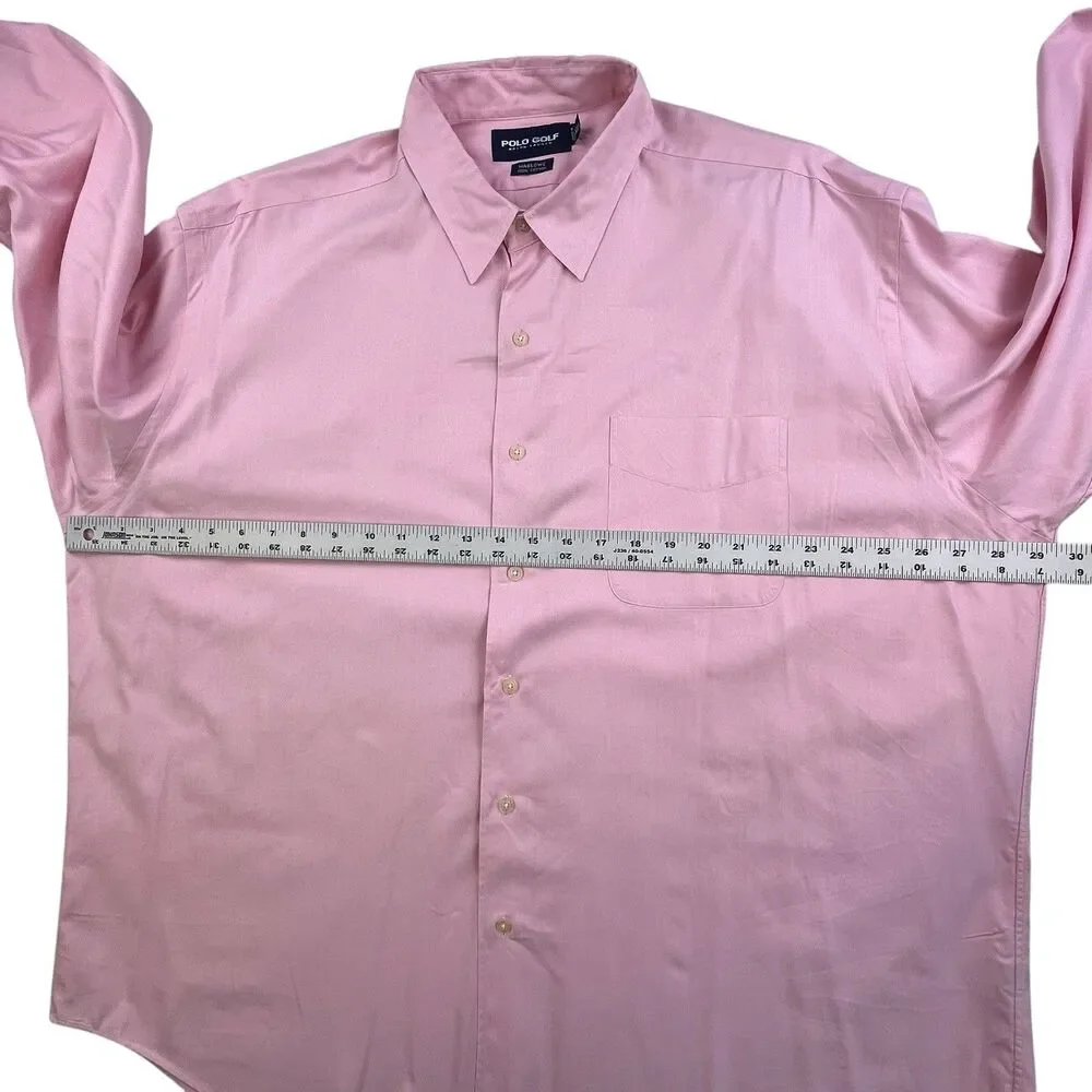 Polo Golf Ralph Lauren Shirt Mens XXL Pink Herringbone Marlowe Oxford Cotton - Picture 9 of 11
